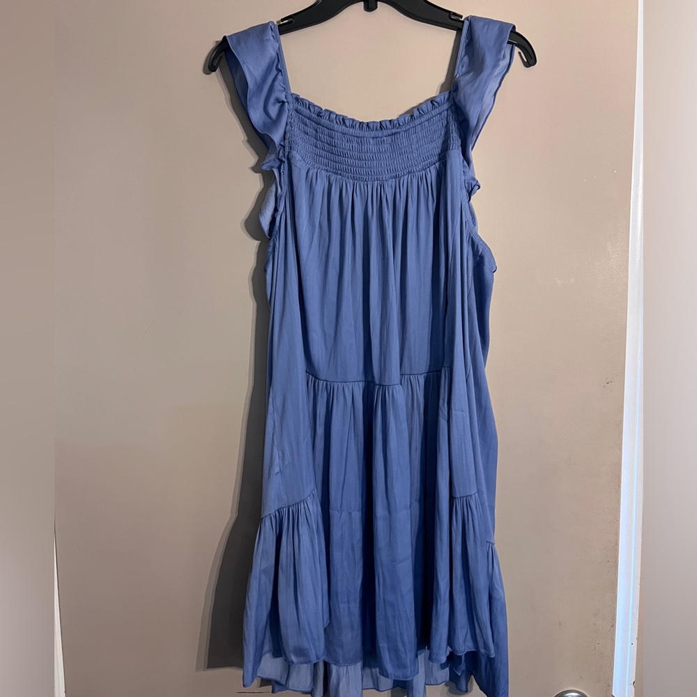 Free People Periwinkle Smocked Tiered Backless Sundress